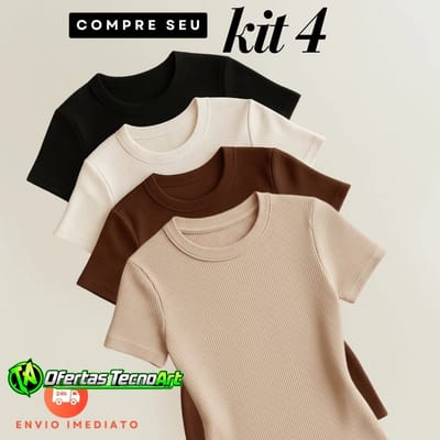 Kit 4 Blusas Feminina Ribana Canelada Básica
