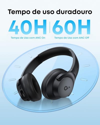 Fone de Ouvido Bluetooth soundcore Q20i com Cancelamento de Ruído