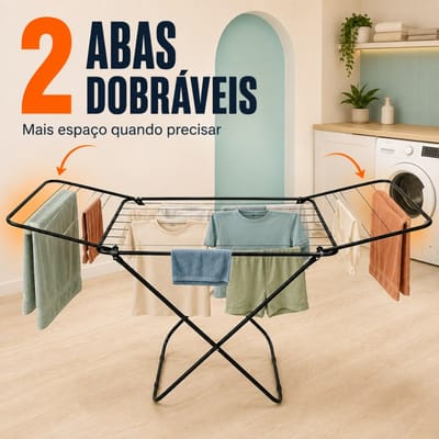 Varal de Chão Dobrável Retrátil em Aço Reforçado