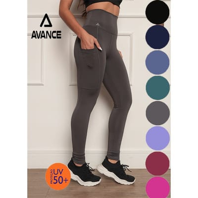 Calça Legging Poliamida Bolso Cós Alta Zero Transparência