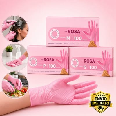 Luva Rosa Newflex Sem Pó 100 Unidades