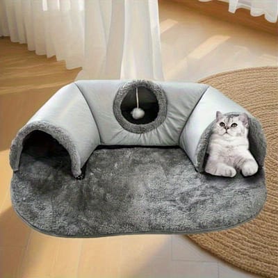 Cama de túnel para gatos 2 em 1 com cama removível