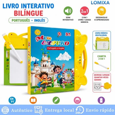 Livro Infantil Bilíngue PT EN Interativo com Som