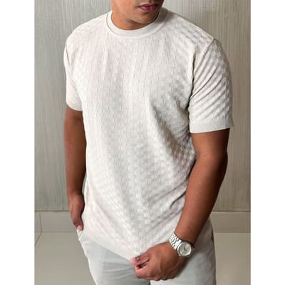 Camiseta Masculina Social Manga Curta Xadrez
