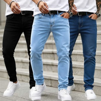 Kit 2 ou 3 Calças Jeans Masculina Skinny com Elastano