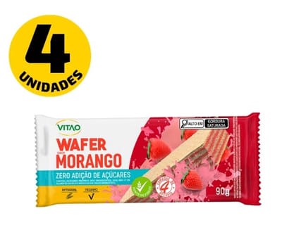 Kit 4 Wafer Morango Zero Açúcar Vitao 90G