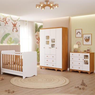 Quarto do bebê completo: berço, guarda-roupa e cômoda