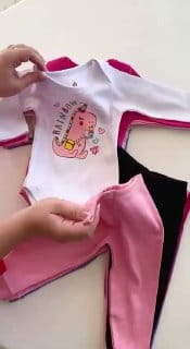 Kit Body Bebe Menina 8 Peças 4 body Manga Longa + 4 Calças/Mijão