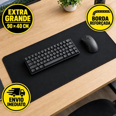 Mouse Pad Gamer 90x40cm Preto Extra Grande