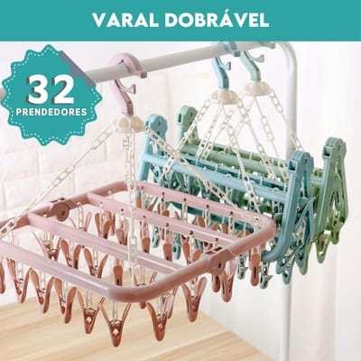 Varal de Roupas Íntimas Dobrável com 32 Prendedores