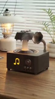 Gramofone Retrô Bluetooth com Umidificador e Aromaterapia