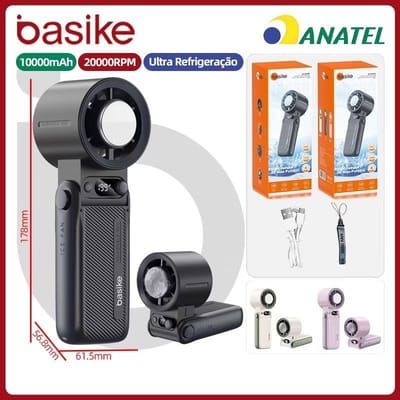 Ventilador Portátil Basike 10000mAh Display Digital