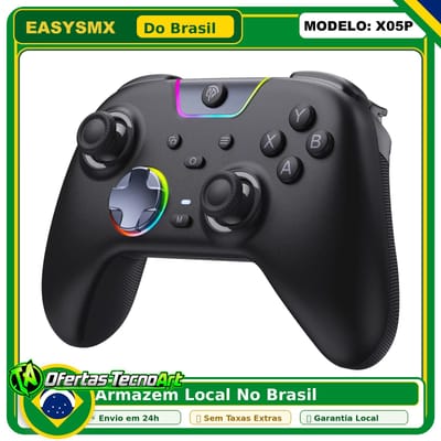 Controle Sem Fio EasySMX X05 Pro RGB Hall Effect