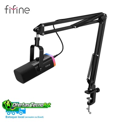 Kit Microfone Fifine Ampligame AM8T USB/XLR + Suporte Articulado