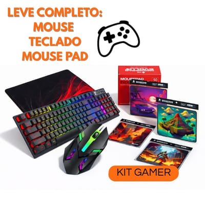 Kit Gamer Mouse Teclado e Mouse Pad