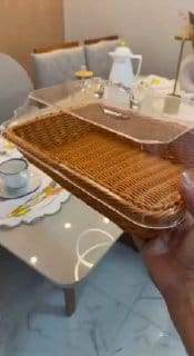 Cesta De Pão De Mesa De Jantar De Vime Simulado Trançado À Mão Com Tampa