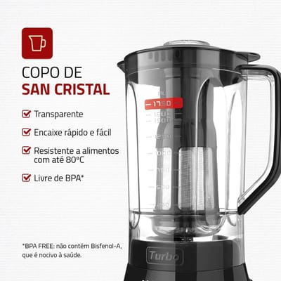 Liquidificador Mondial Turbo L-900W 110V Preto 2,7L