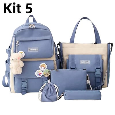 Kit 5 Bolsas Mochila Nylon Multiuso