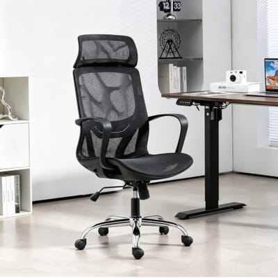 Cadeira de Escritório Ergonômica em Malha Preta