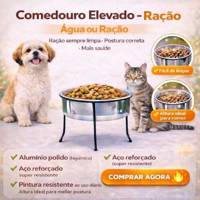 Comedouro ou Bebedouro Elevado Pet Ergonomico Cães e Gatos