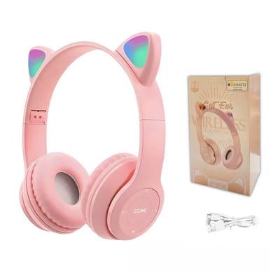 Fone de Ouvido Gamer Sem Fio Orelhas de Gato LED Bluetooth