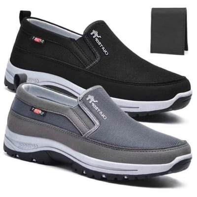Kit 2 Pares de Tênis Mocassim Masculino Ortopédico + Carteira