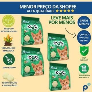 Areia Higiênica Catbio 16kg (4x4kg) Biodegradável