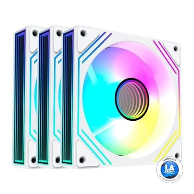 Kit 3 Ventoinhas Acegeek Neon ARGB 120mm Branco