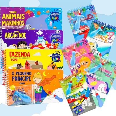 Coleção Aquabook com Pincel Para Colorir Com Água