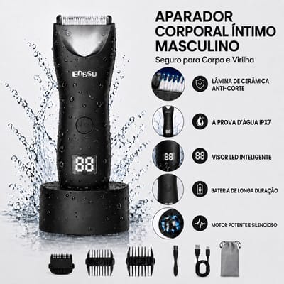 Aparador de Pelos Masculino IPX7 Impermeável Recarregável