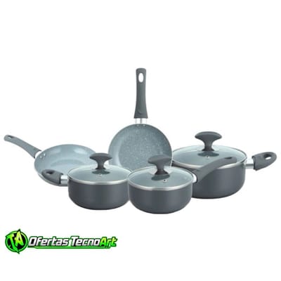 Conjunto de Panelas Cerâmica Cazza Chef Cinza 5 Peças