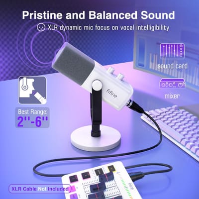 Microfone FIFINE AM8W XLR/USB para Jogos e Podcast
