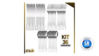 Kit Talheres Inox Premium 36 Peças Garfo Faca Colher