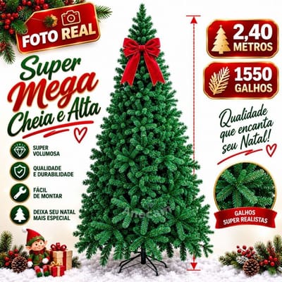 Árvore de Natal 1550 Galhos 2,40m Premium