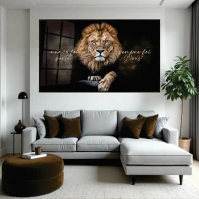 Quadro Decorativo Leão De Judá Mosaico