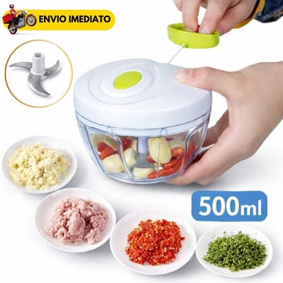 Mini Processador Manual 500ml 3 Lâminas