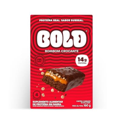 Bold Barra de Proteína Bombom Crocante 14g Kit com 4