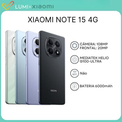 Xiaomi Redmi Note 15 4G 128GB Câmera 108MP Bateria 6000mAh