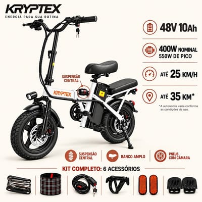 Bicicleta Elétrica Dobrável KRYPTEX 400W 48V