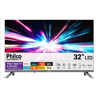 Smart TV Philco 32" com Roku TV, HDR10 e Dolby Audio