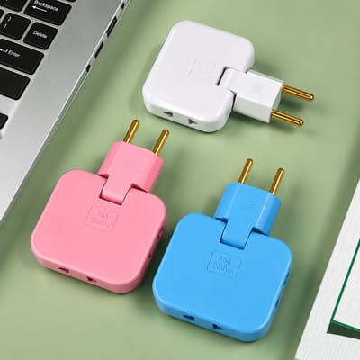 Adaptador de Tomada 3 em 1 Compacto Dobrável