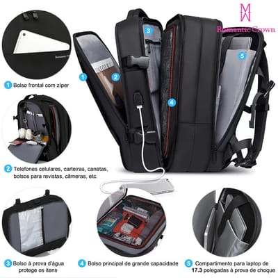 Mochila de Viagem Impermeável para Notebook