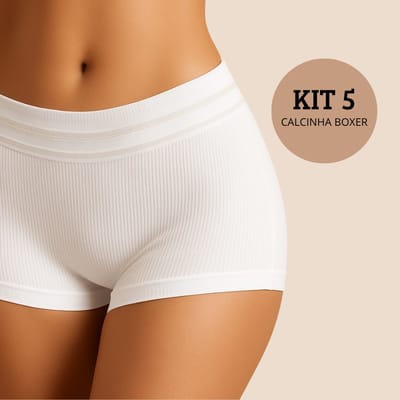 Kit 5 Calcinhas Boxer Feminina Sem Costura