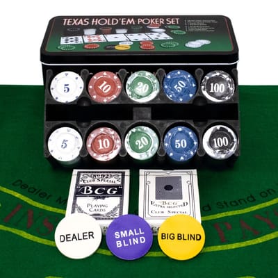 Jogo de Poker 200 Fichas Oficiais em Lata Kit Completo