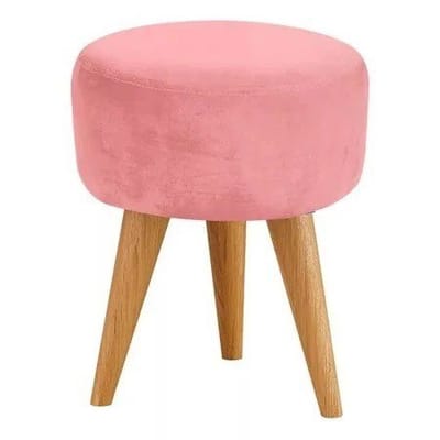 Puff Redondo Decorativo Retrô Banqueta Suede