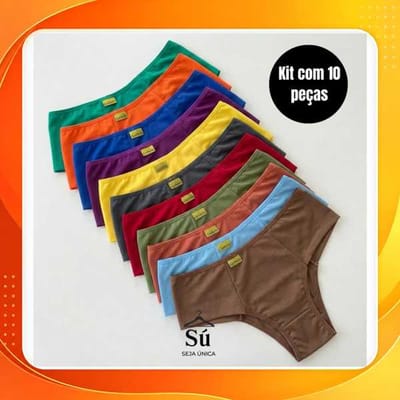 Kit 10 Calcinhas Cintura Alta Zero Culote Lisa Redutora