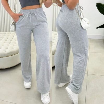 Calça Pantalona Feminina Cintura Alta com Bolso