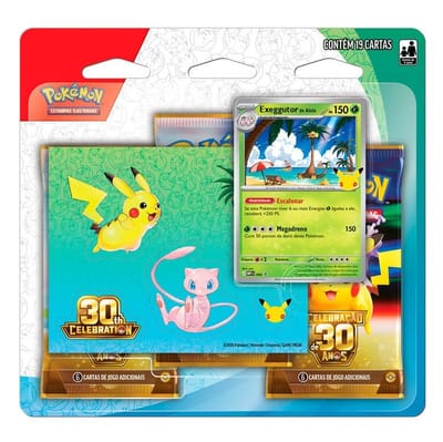Jogo de Cartas Pokemon Blister Triplo com Adesivo Copag