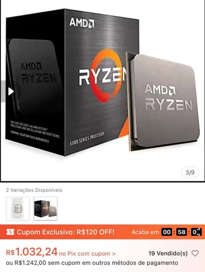 Processador Ryzen 7 5700X com ou sem caixa com NF
