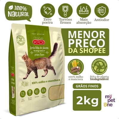Areia Biodegradável Kadi Grãos Finos 2Kg